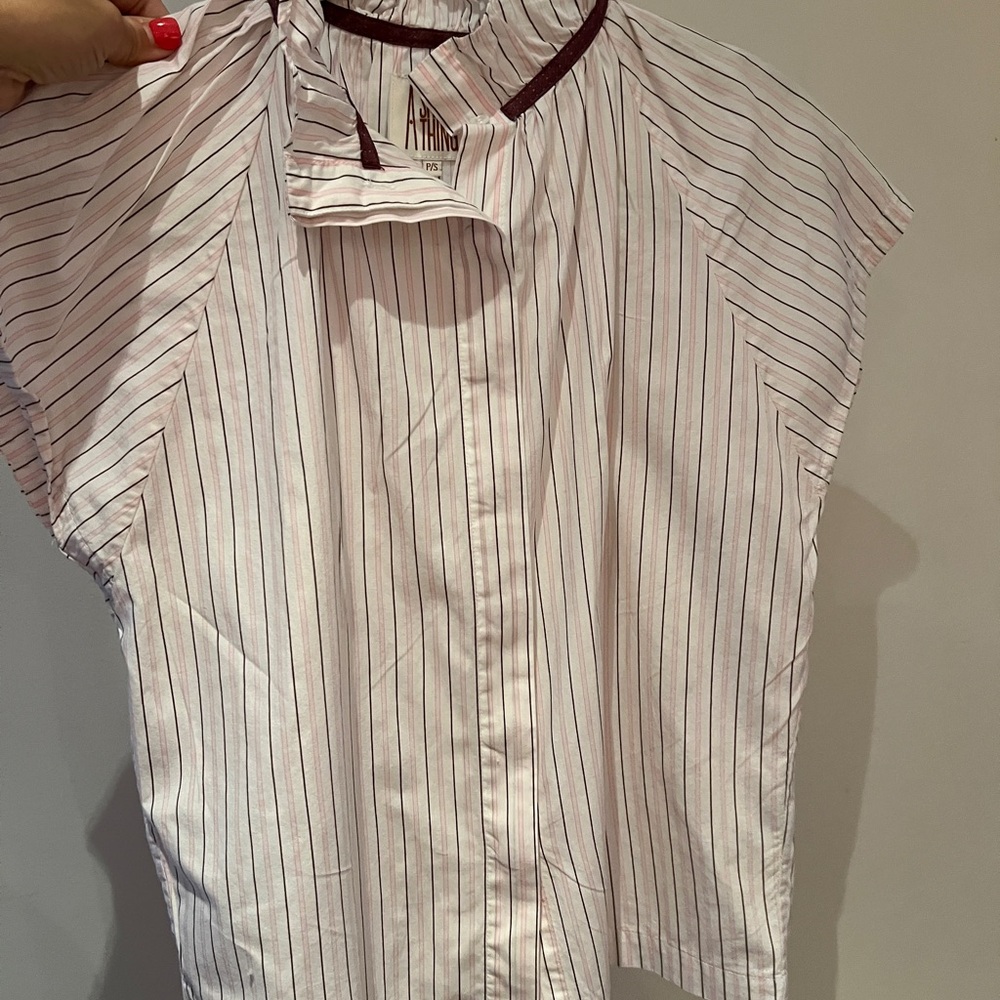 Athina Striped Button Down Shirt - White and Red